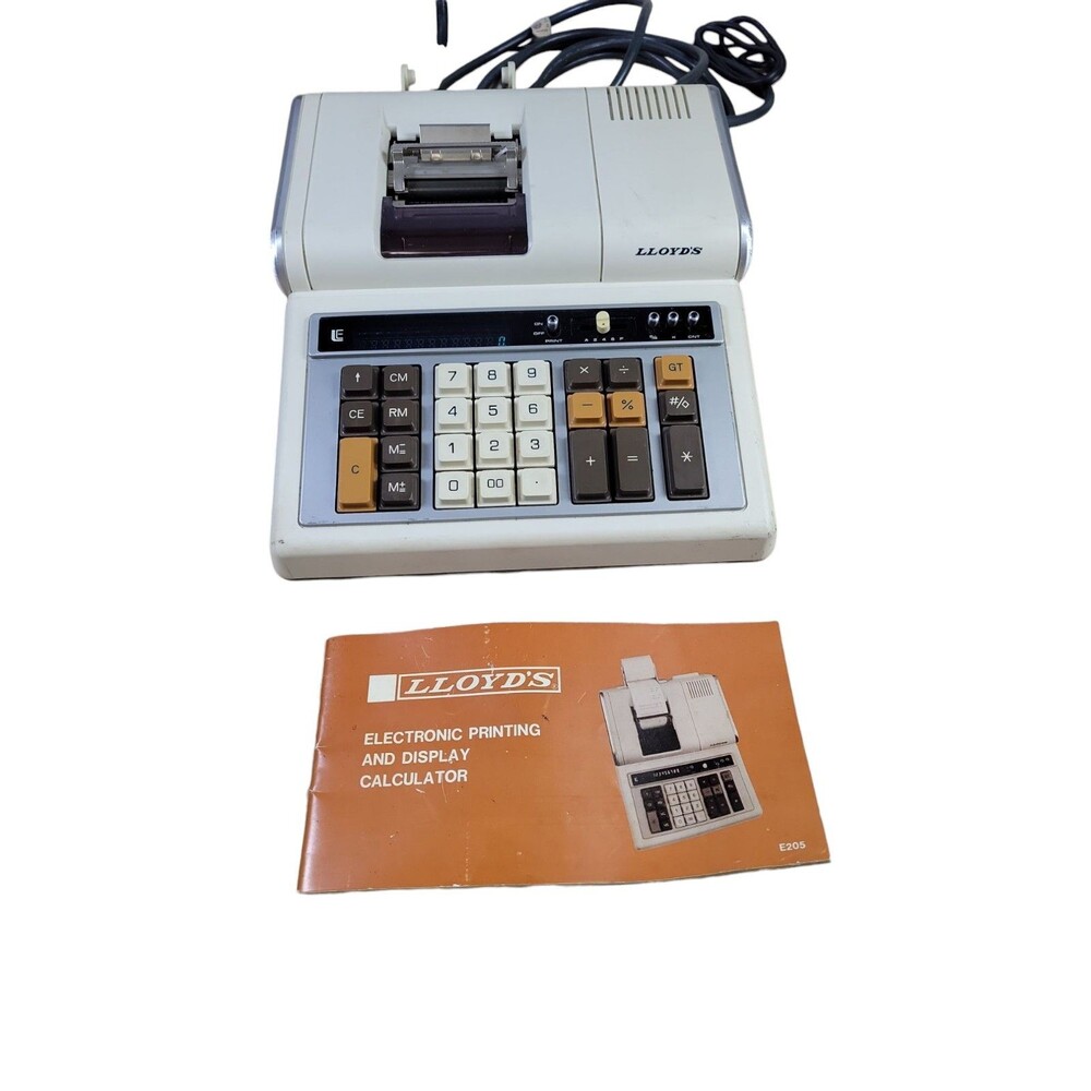 Vintage Lloyd's Electronic Printing And Display Calculator #E205 With Manual